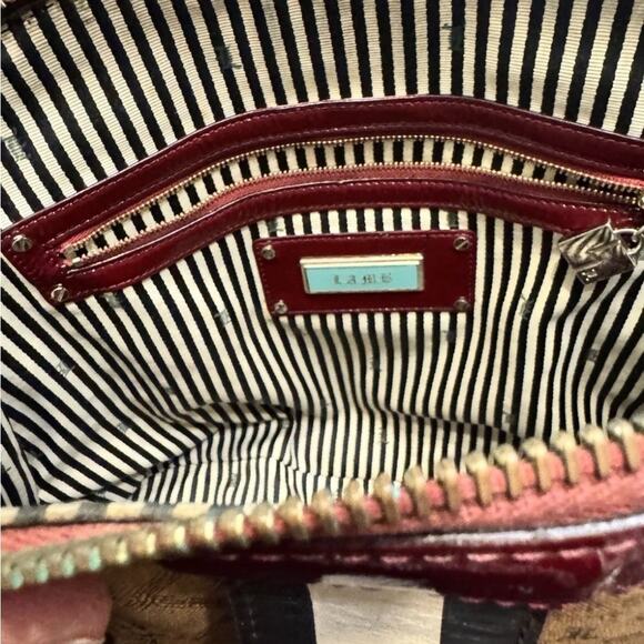 Vintage L.A.M.B. by Gwen Stefani LIPSTICK Satchel Leather Bowler Handbag - Picture 8 of 11